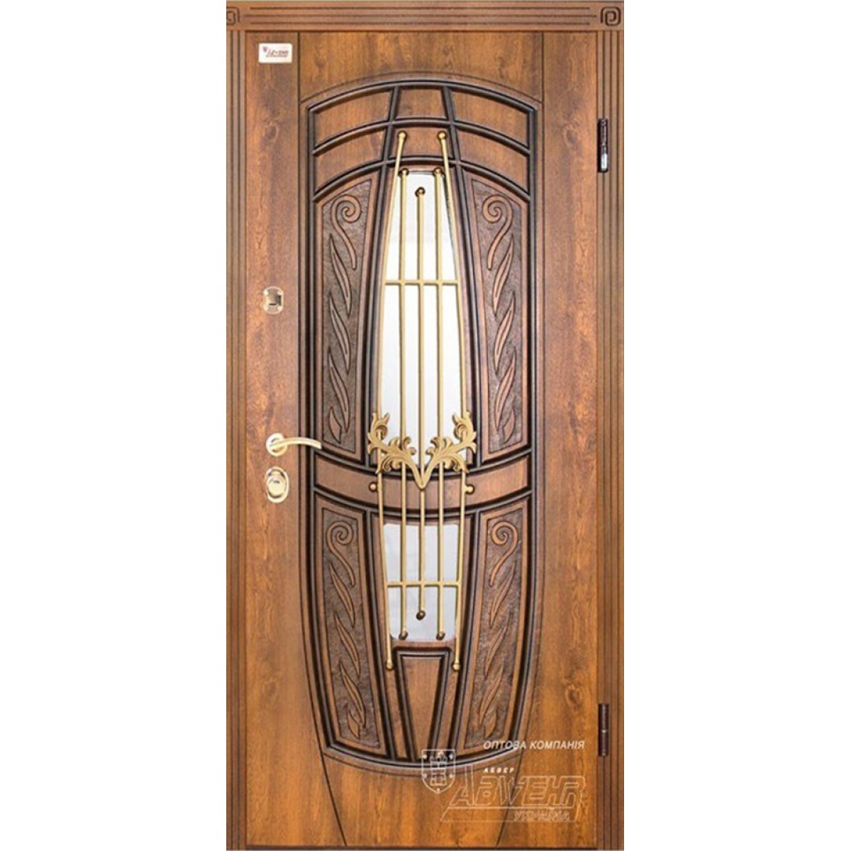 Входная дверь ABWEHR Classic SAP Massandra 209 + ковка Vinorit дуб золотой + патина