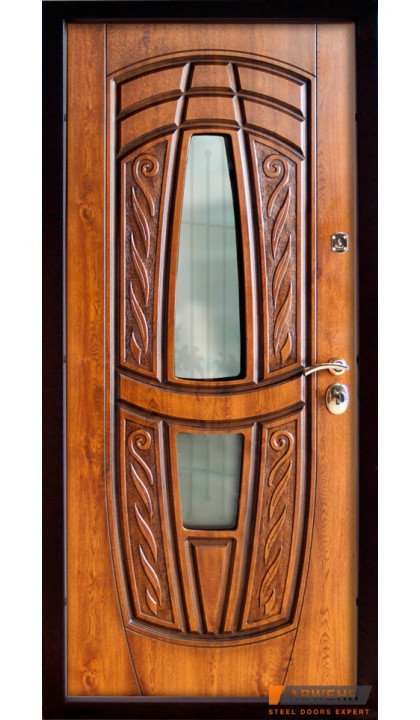 Входная дверь ABWEHR Classic SAP Massandra 209 + ковка Vinorit дуб золотой + патина