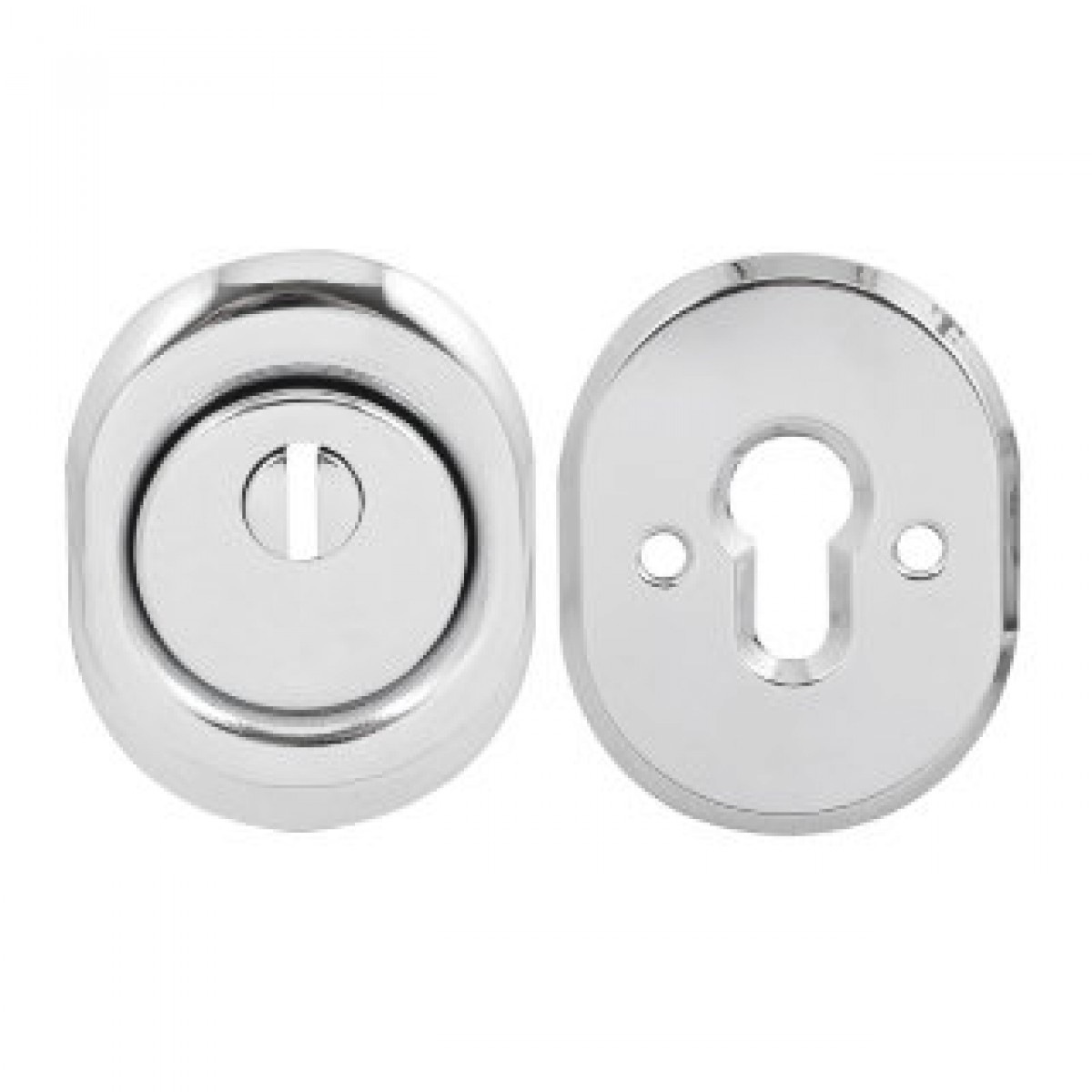 Комплект броненакладки Protect 14mm c кольцом овальная CP хром (прошивная)